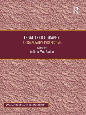 cover image of Legal Lexicography